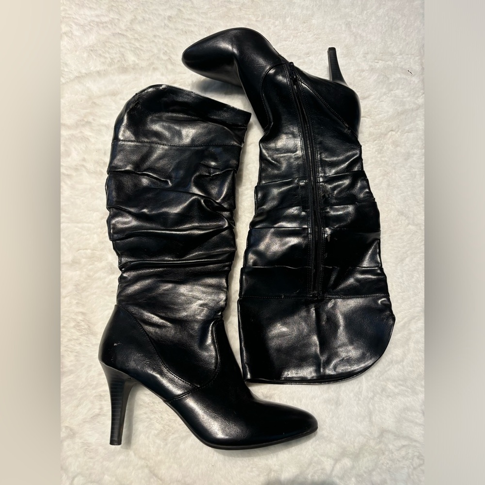 Fioni Black Faux Leather Heeled Boots